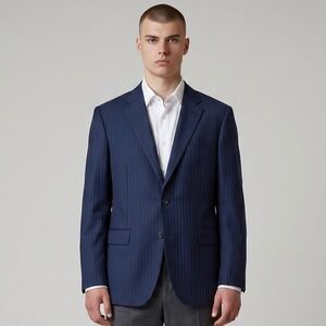 Brooks Brothers 1818 Madison Blazer 42L Navy Wool Vitale Barberis Made Italy